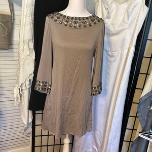 Alice + Olivia Taupe Silk Mini Dress